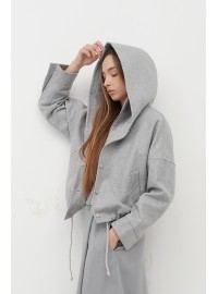 Куртка вовна з каптуром світлий сірий (КУ 16)